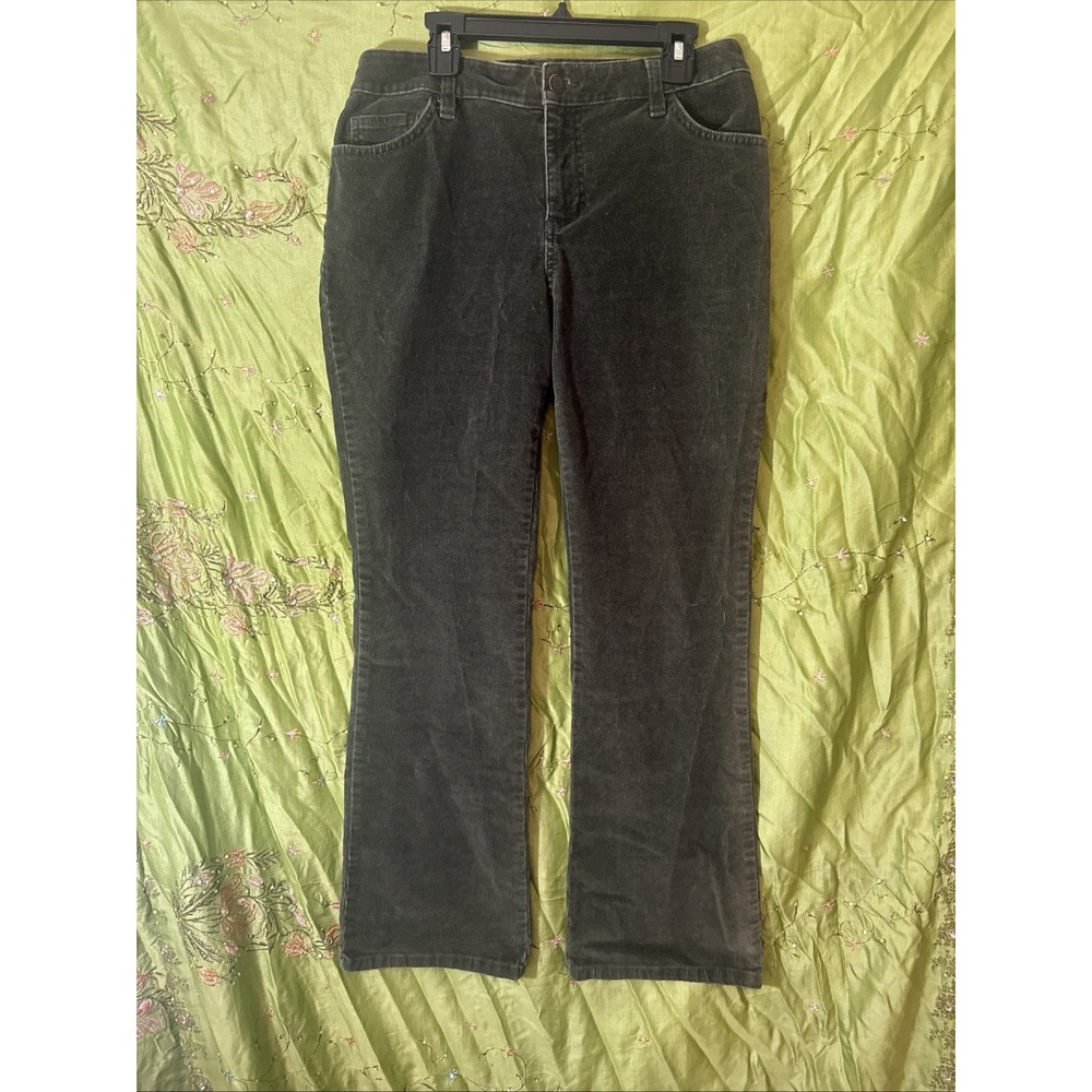 St. John's Bay Corduroy Pants Boot Cut Stretch Petite Dark Green Women's Size 6P